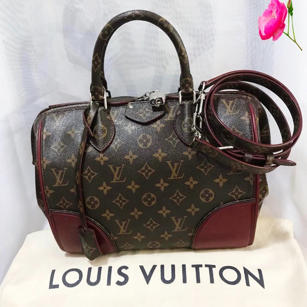 LOUIS VUITTON MONOGRAM SHINE DOC PM IN BORDEAUX RETAIL $2960-100% AUTHENTIC